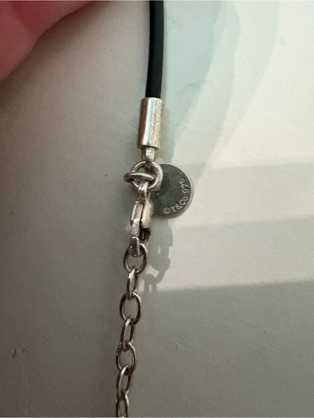 Tiffany and Co Black Cord Pendant Necklace